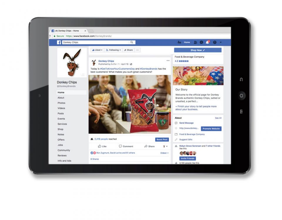 Donkey Chips social media - Facebook