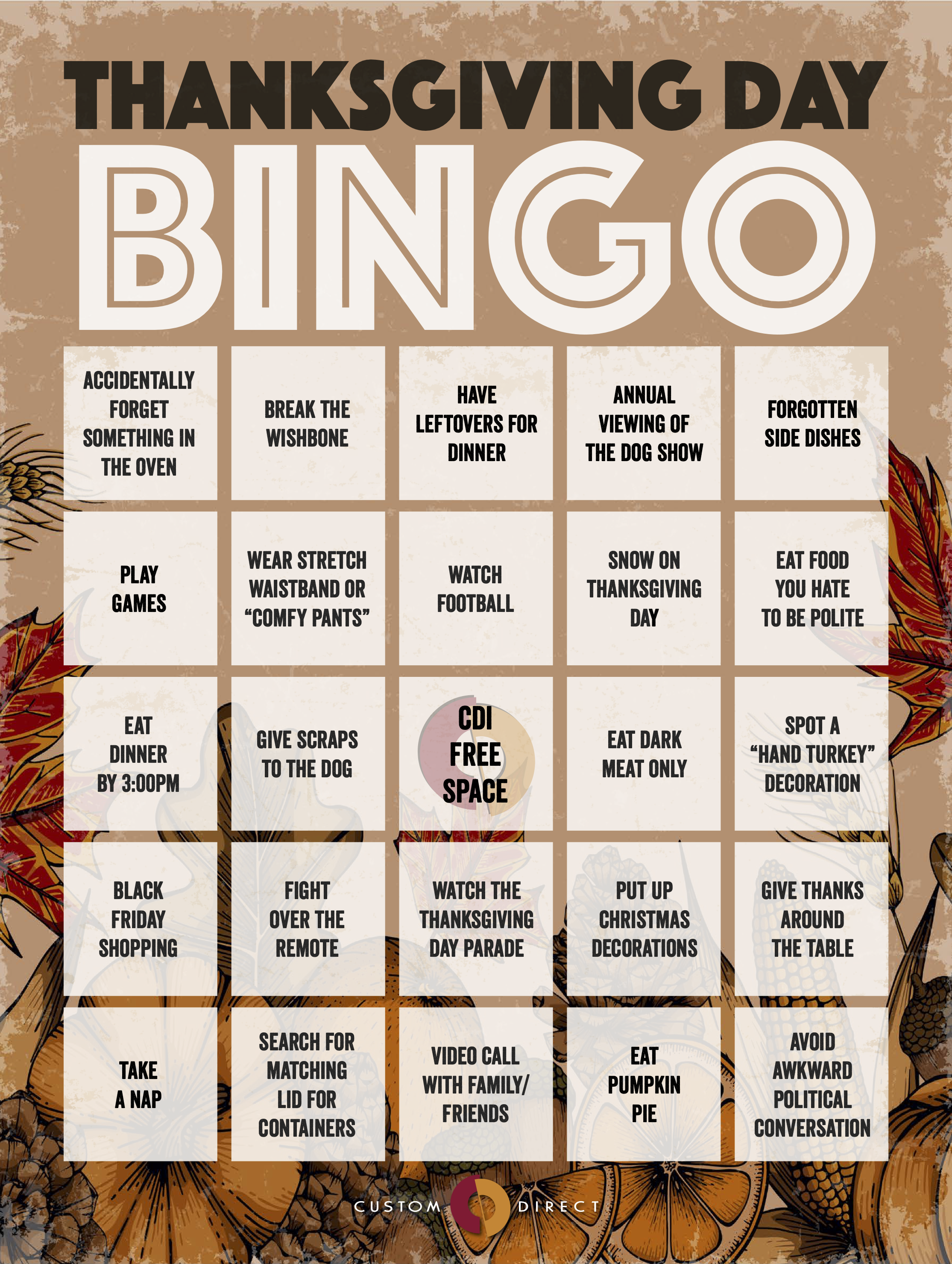 CDI - Thanksgiving Bingo single card