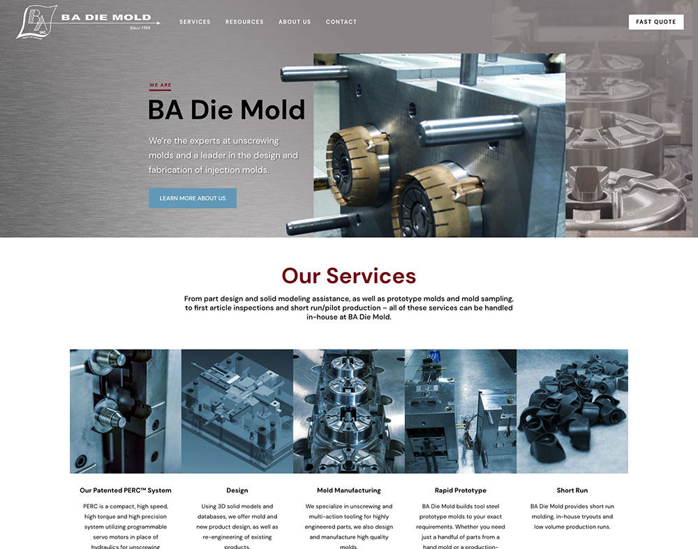 BA Die Mold Website Home Page