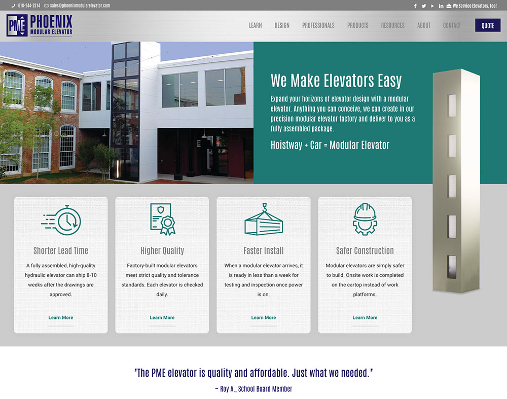 Phoenix Modular Elevator Website AFTER
