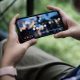 Person watching video on phone