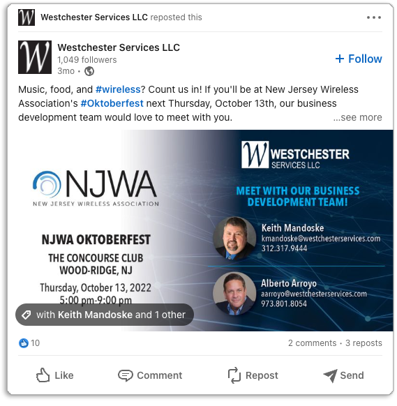 Trade Show Social Media Posts for Westchester Services NJWA show