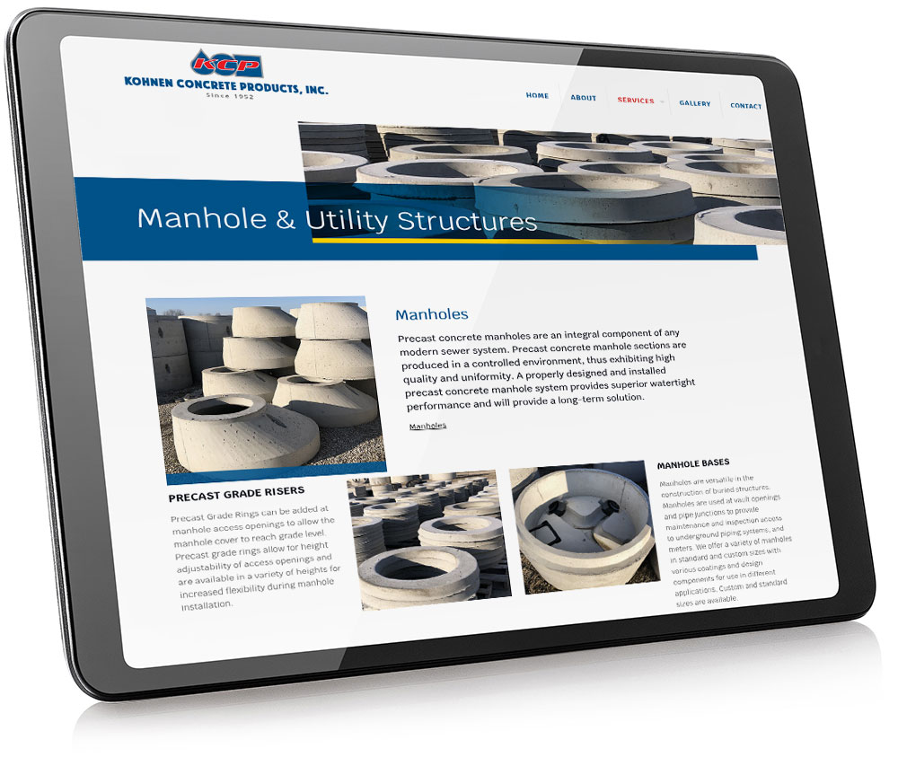 Kohnen Concrete Products website service page